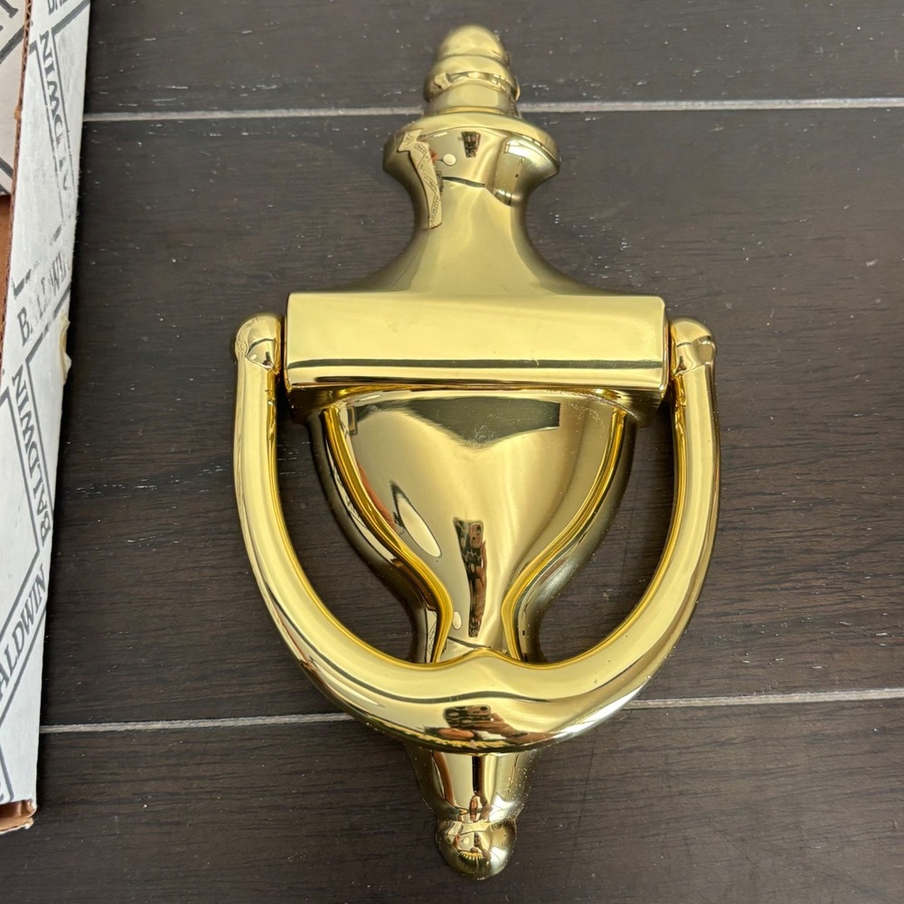 Baldwin Solid Polished Brass Door Knocker | Traditional Urn Style Gold Hardware